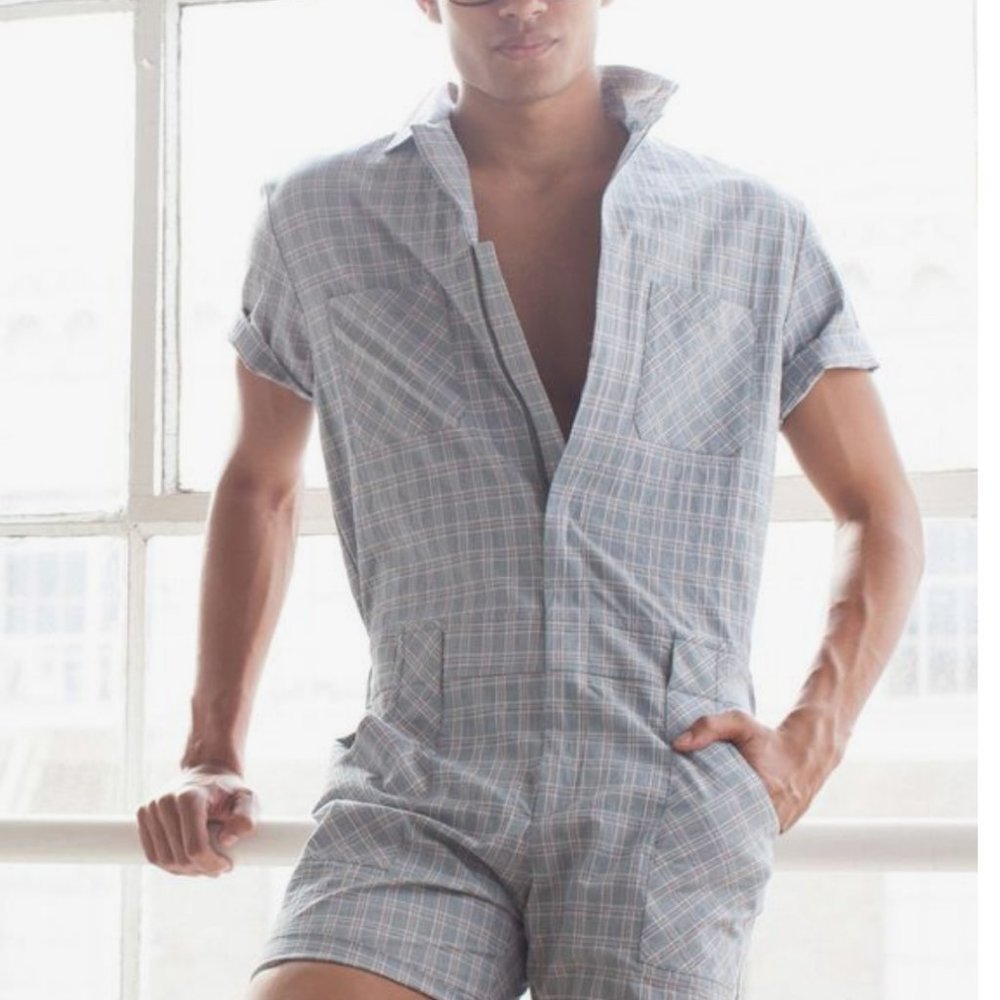 Mr. Turk Keller 2 Blue Plaid Jumpsuit Size S